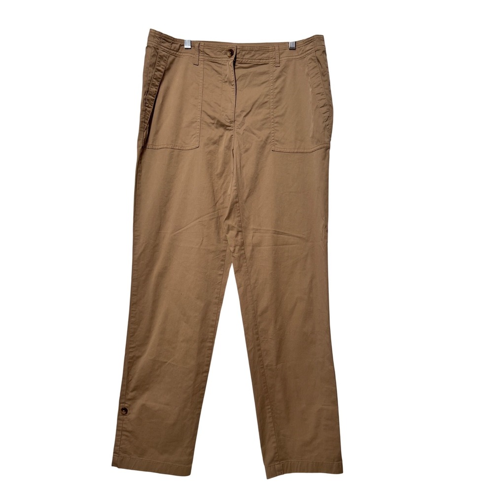 J. Jill Women Tan Pima Cotton Lycra Blend Straight‎ Leg Pants Size 14 Tall